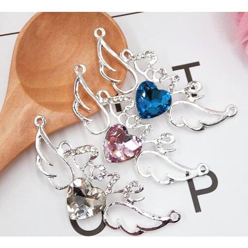 Big Sale 10pcs/lot Alloy Sticker crystal angel wings DIY Decoration diy Cell Phone Accessories/Charms/Pendant/Jewelry Findings