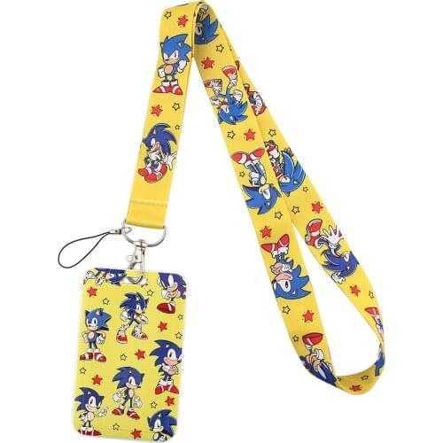 ER498 Yellow Cartoon Boy Lanyard Credit Card ID Holder Bag Student Travel Bank Bus Business Card Cover Badge