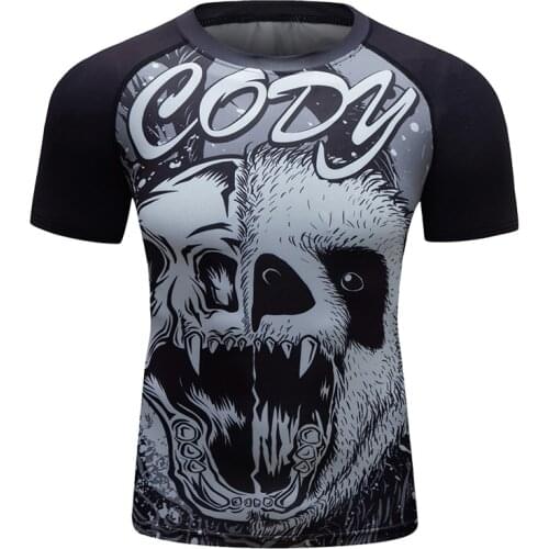 Cody Lundin Factory Mens Compress Summer Short Sleeves Street tee&top Polyester and Spandex Sport Rashguard