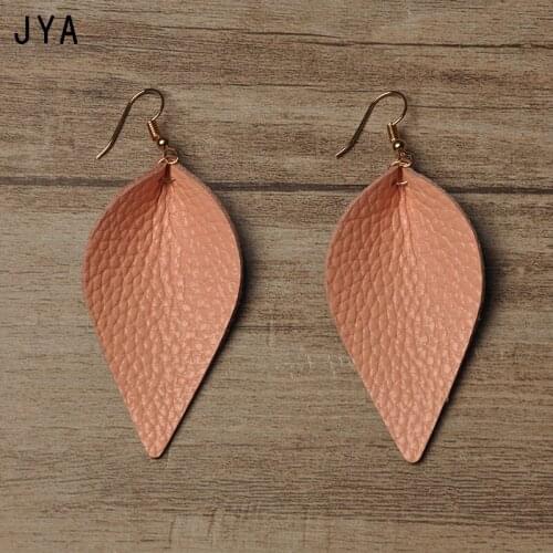 Cpop Trendy Genuine Leather Earrings for Women Pendant Statement Leaf Earrings Fashion Jewelry Modern Dangle Ear Drops 2018 New