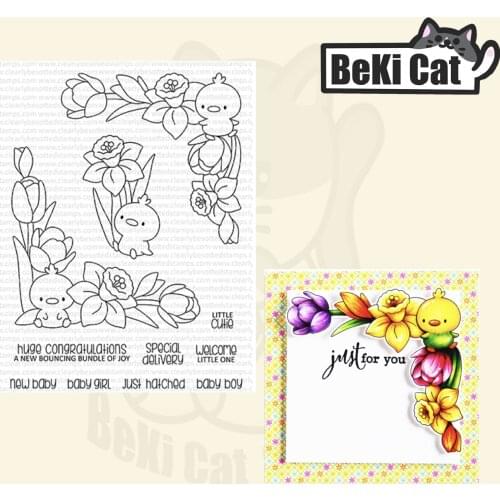 Flowers bird Clear Stamps for DIY Scrapbooking/Card Making Fun Decoration Supplies