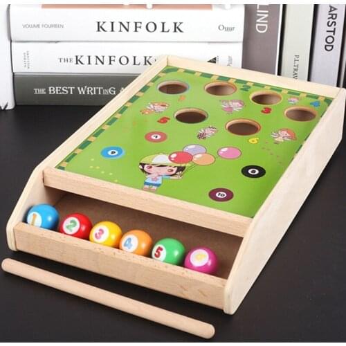Children Wooden Fun Billiard Game Toys Color Matching Cognitive Toy for Kid Baby Q6PD