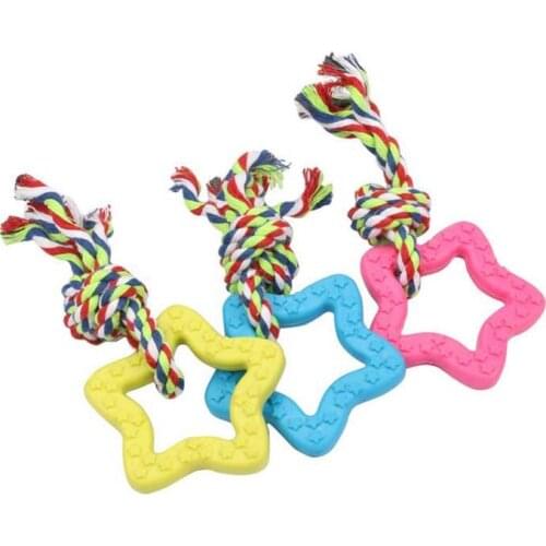 TPR Pet Toy Bite-resistant Pet Toy Five-pointed Star Plus Small Rope New Exotic Toys 1Pcs