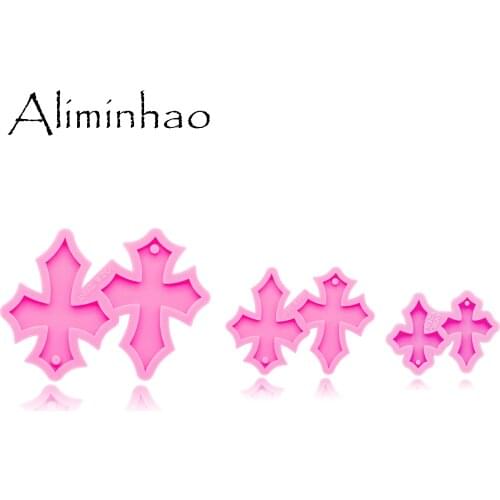 DY0321 Shiny S/M/L Cross shape earrings mold DIY Handmade epoxy mould basketball Silicone Molds women trinket fashion jewelry