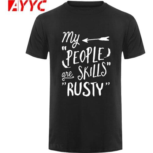 AYYC T-Shirt Tshirt 100% Cotton O-neck Custom Printed Tshirt Men T shirt People Skills - Supernatural men T-Shirt