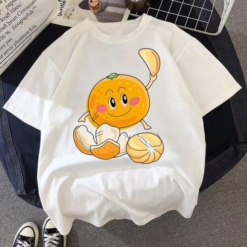 Harajuku Funny Cartoon Persimmon T Shirt Women Ullzang Streetwear T-shirt Fashion 90s Anime Tshirt Streetwear Clothing