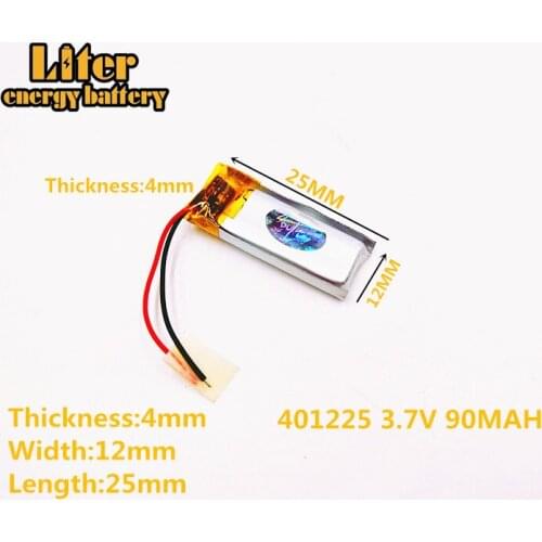 3.7V lithium polymer 041225 401225 90mah MP3 MP4 MP5 small camera pen recorder Bluetooth Battery