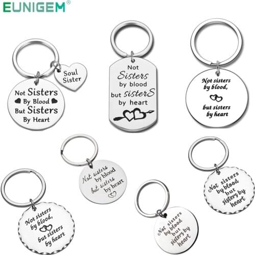 Best Friend Sister Gifts Keychain Pendant "not sisters by blood but sisters by heart" Friendship Jewelry Gift for Women Girls