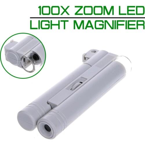 100X Zoom LED Light Jewelry Magnifier Handheld Microscope Lens Loupe Pocket M05 Magnifying Glass Led Magnifying Lamp