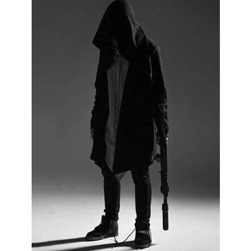 Hip Hop Hoodie Men Black Gothic Streetwear Alan Walker Cardigan Sweatshirt