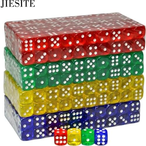 20PCS/SET 8 Colors Casino Dice Set 16mm Acrylic/Plastic Digital Dice Drinking Dice Gambling Translucent Dice 6 Sides Poker Dice
