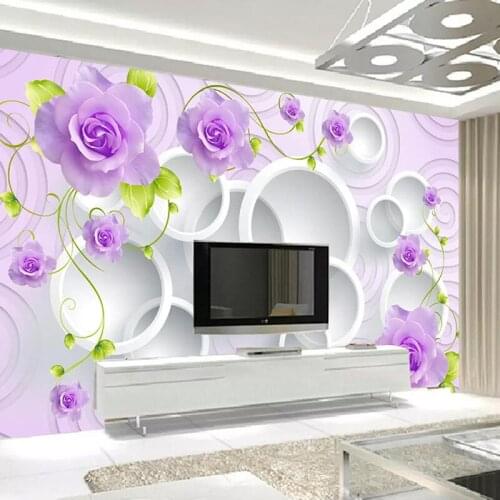 Custom Any Size Mural Wallpaper Modern 3D Stereo Flowers Circle Photo Wall Paper Living Room TV Sofa Background Wall Home Decor