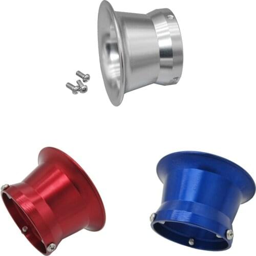 3x Carburetor Interface Horn Air Filter Wind Cup Connector 50mm Fit for 24/26/28/30mm Motorcycle Scooters (Blue+Red+Silver)