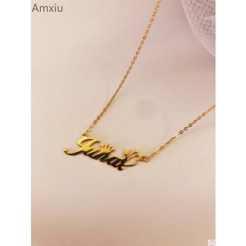 Amxiu Personalized 925 Sterling Silver Necklace Custom Name Necklace with Zircon DIY Necklace for Women Men Accessories