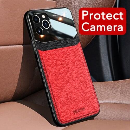 Shockproof Case for iPhone 11 Pro Max PU Leather Mirror Glass Phone Back Cover For iPhone SE 2020 7 8 Plus 6S XR XS Max