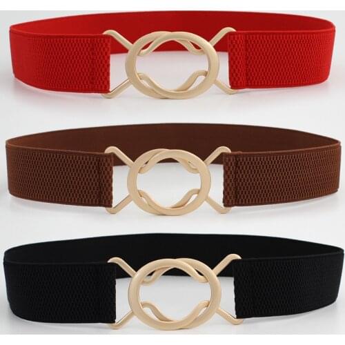 Fashion Dress Belts for Women Simple Waist Elastic Ladies Band Round Buckle Decoration Coat Sweater Party Belt Girdle Belt Gift