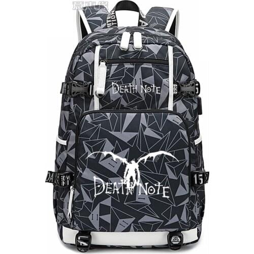 New Death Note Backpack laptop bag Men Anime Travel bags luminous USB Oxford Backpack schoolbag
