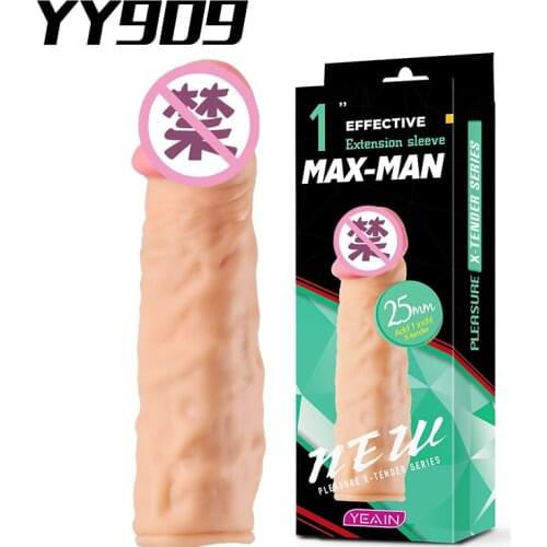 Silicone Penis Enlargement Condoms Penis Extension Sleeves for Adults Intimate Goods Reusable Condom Cock Rings Penis Stretcher