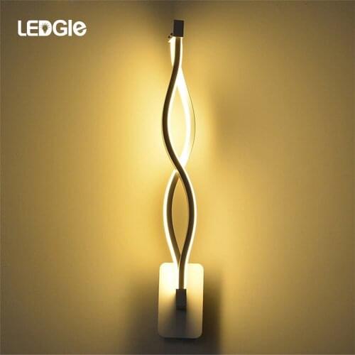 LEDGLE 16W Curve LED Wall Lamp Minimalist Room Wall Light Art Wall Lamps White Light Approved For Bedroom Living Room