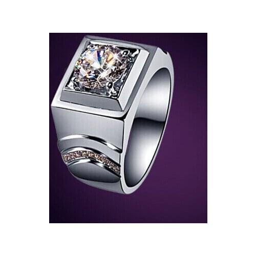 Test Positive Test Positive 1CT 6.5mm G-H Moissanite Diamond Male Ring Classical 925 Sterling Silver Men Ring