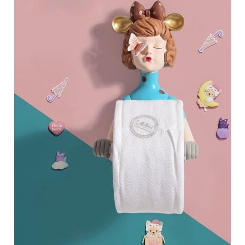 European-style Bowknot Girl Tissue Holder Wash Towel Holder Toilet Tissue Holder Free Punch Toilet Roll Paper Bathroom Rack