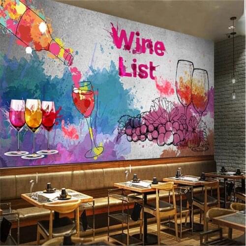 Retro Watercolor Red Wine Winery Background Wall Paper 3D Wine Cellar Bar Industrial Decor Mural Wallpaper Papel De Parede 3d