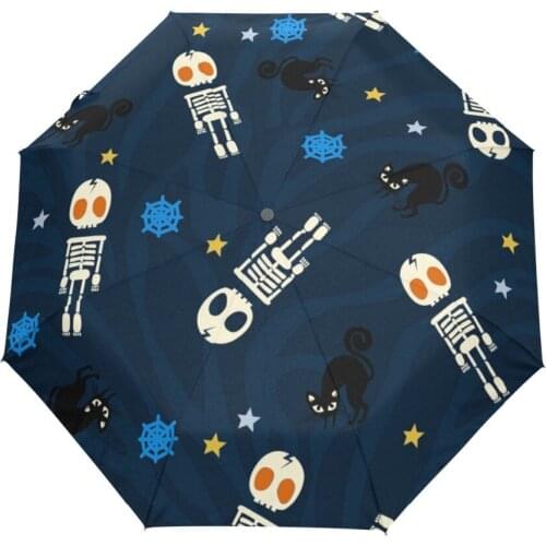 New Arrival Lovely Skeleton Umbrella Children Cartoon Foldable Umbrella Dual Use Rain and Sun Outdoor Umbrellas