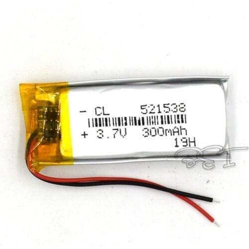 10Pcs 3.7V Lithium Battery Li-polymer Rechargeable Cell Li-ion Polymer 521538 300mAh For PSP Navi GPS MP3 MP4 Speaker Camera