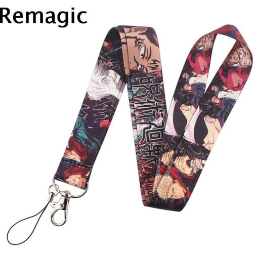 20pcsJujutsu Kaisen Cartoon Neck Strap Lanyard for Keys ID Card Badge Holder Mobile Phone Straps Rope Keychain Webbing Ribbon
