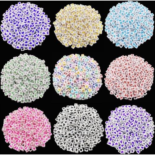 60Pcs 6mm Square Heart Loose Beads For DIY Jewelry Making Necklace Bracelet Pendant Wholesale