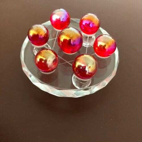 7pcs Brand new 100% natural red plating color red crystal ball lattice seven powder crystal ball treatment crystal ball