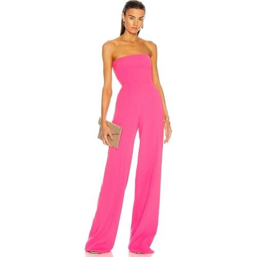 Adyce 2021 New Summer Women Rose Red Strapless Jumpsuits Sexy Sleeveless & Long Pants Fashion Party Outwear Rompers Jumpsuits