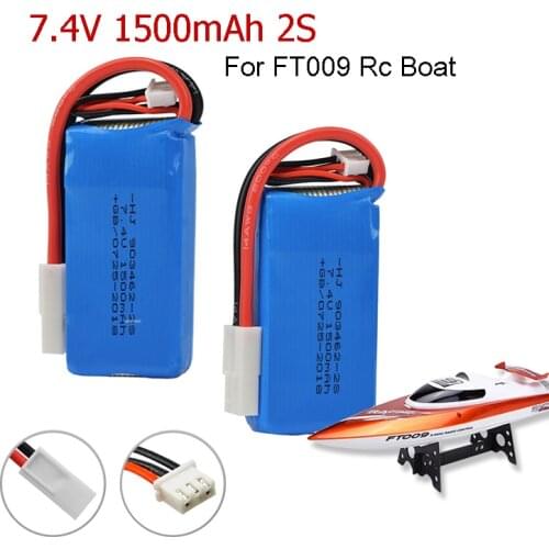 Rc Lipo Battery 7.4V 1500mAh 2S EL2P Plug For FT009 Rc Boat / Rc Toys RC Racing Boat Spare Parts