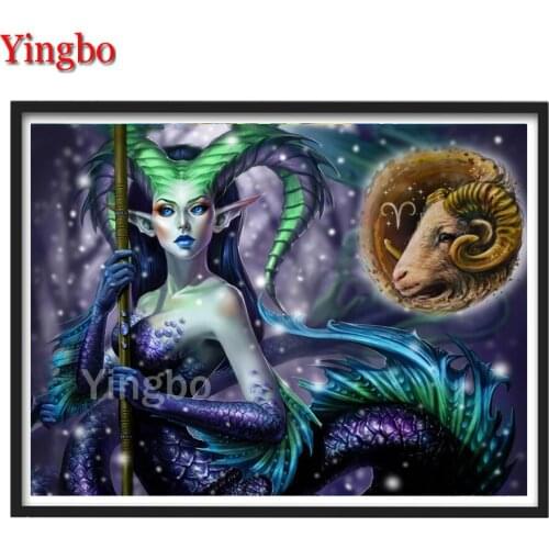 DIY Diamond Painting Cartoon Mermaid Elf Girl Diamond Embroidery Full Square Round Mosaic Rhinestones Painting Wall Decoration