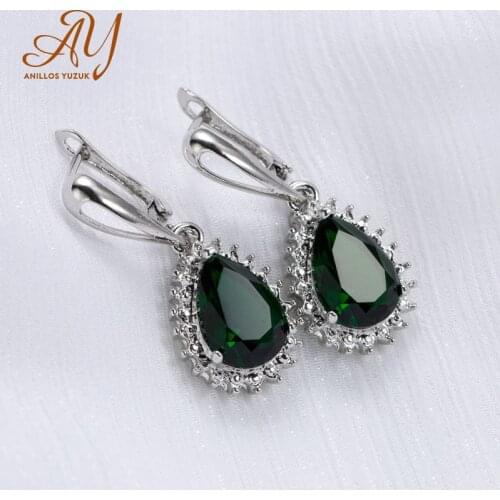 Anillos Yuzuk Womens Drop Earrings 925 Sterling Silver Jewelry Earrings With Oval Cut AAAAA Royal Green Olive Zircon Wholesale