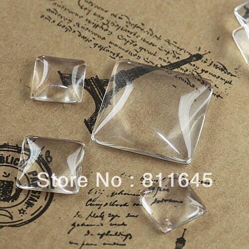 Free shipping,200pcs 20mm Square Shape Clear Cabochon, Magnifying glass domes,clear glass cabochons