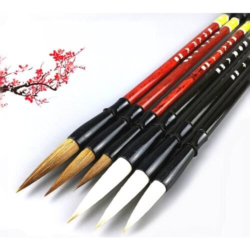Large Middle Small Regular Script Writing Brushes Set Weasel Hair Calligraphy Pen Brush Painting Cursive Handwriting Brush Pen