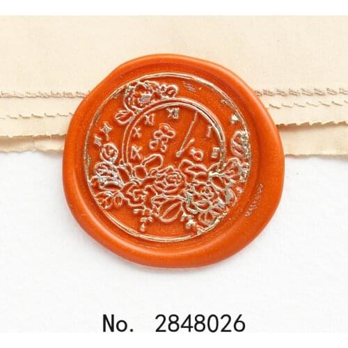 Clock with flower Wax seal stamp,Party Wax Seal Stamp Kit invitation seal,Rustic gift envelope packing seal,Floral Seal Stamp