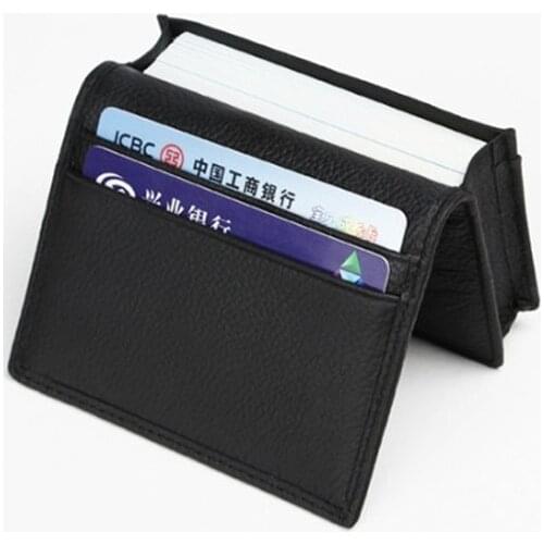 Black Men Genuine Leather Bank Credit Card Case ID Card Holders Business Card Holder Wallet Travel Accessories Slim Purse