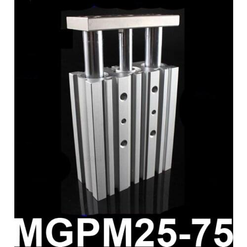 MGPM25-75 Bore 25mm Stroke 75mm Compact Guide Air Cylinder Double acting MGP PNEUMATIC Three rod SLIDE TABLE CYLINDER ACTUATOR