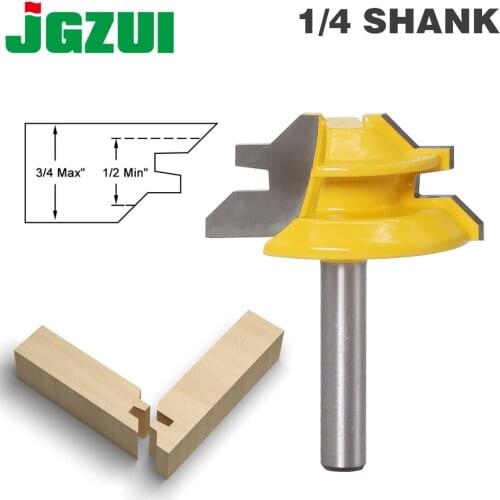1Pc 45 Degree Lock Miter Router Bit 8Inch Shank Woodworking Tenon Milling Cutter Tool Drilling Milling For Wood Carbide Alloy