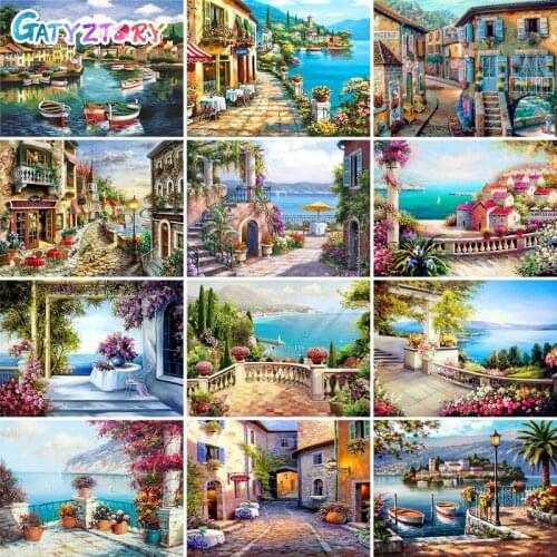 GATYZTORY 5D Seaside Diamond Painting Landscape Rhinestones Mosaic DIY Cross Stitch Home Decortion Wall Artwork