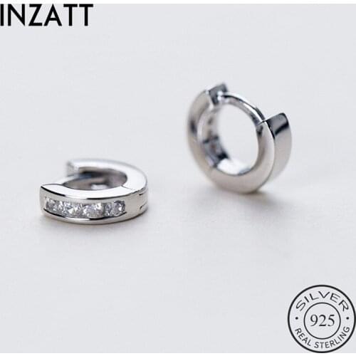 INZATT Real 925 Sterling Silver Small Zircon Round Hoop Earrings For Baby Diameter 7MM Fine Jewelry Bohemian Accessories