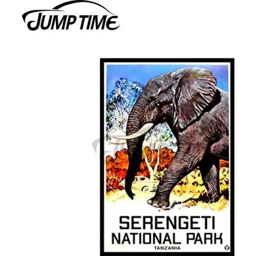 JumpTime 13 x 4cm Serengeti National Park Tanzania Vintage Elephant Africa VAN Scratch-Proof Car Stickers Windshield Trunk Decal