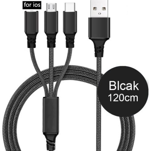 USB Type C Cable For iPhone 12 11 Pro XR XS Samsung S21 S20 Xiaomi Huawei 3 IN 1 Micro USB Type C Cable Fast Charger Wire Cord