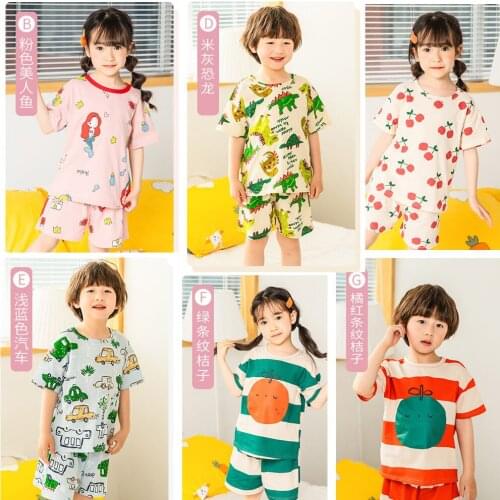Animal Printed Stripes Summer Tops+ Pants 2pc Clothing Sets 2-11Years Teenager Boys Clothes Suits Childrens Sleepwear Outfits