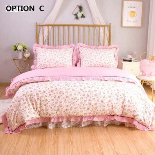 Korean Pure Cotton Ruffles Duvet Cover Set Home Bedding Set Four Pieces Sheet Bed Linen 1.5m 1.8m 2.0m bed
