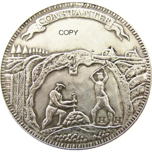 German 1705 1½ Thaler - Anton Ulrich Silver Plated Plain Edge Copy Coin