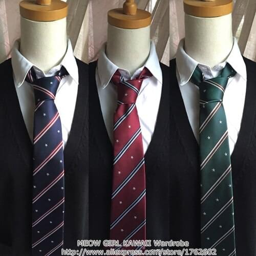Cute Girls Womens Japanese Uniform JK Neck Tie Stars Navy, Wine, Dark Green Lolita Tie Preppy Style Cosplay