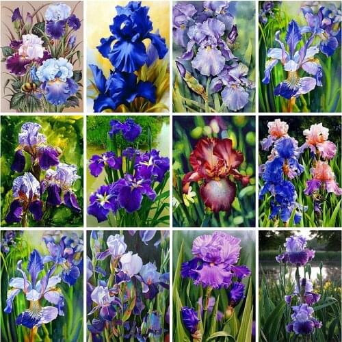 HUACAN Full Square 5d Diamond Painting Iris DIY Diamond Embroidery Cross Stitch Flower Mosaic Needlework Home Decor Craft Kit